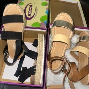 Soda Sandals in Black and Brown